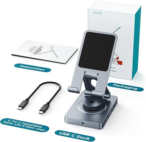 Miniatura 9 de Hub USB C versátil (11 en 1) con lector SD TF 4.0, 4K 60Hz HDMI, RJ45, audio, USB A, USB C, estación de acoplamiento USB C giratoria para tabletas,