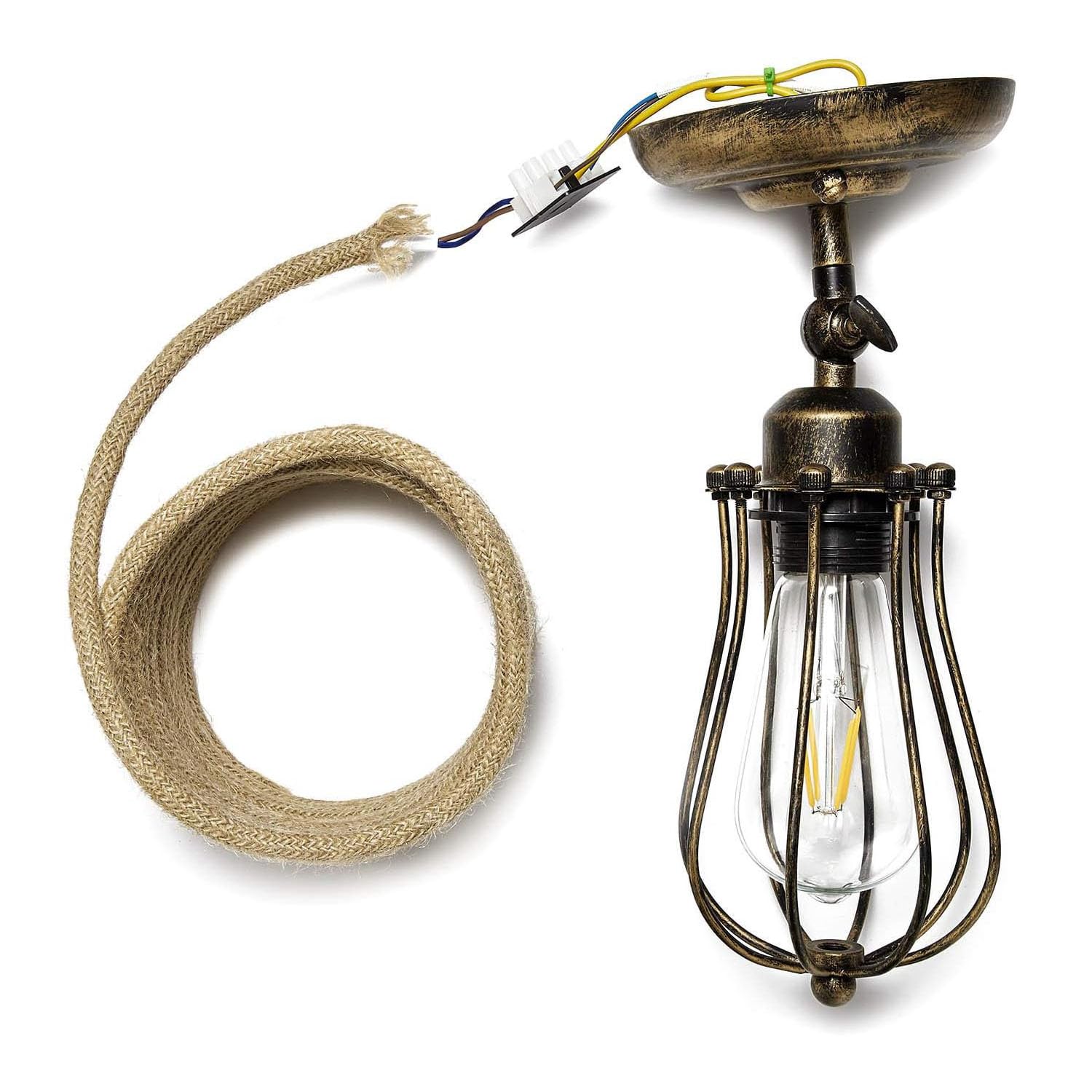 GreenSun Cavo Elettrico Tessuto - Cavi Elettrici 2x0.75mm² 2 fili 20M Tessile Vintage 2 Filo per Lampadario a Sospensione Juta | Cavo elettrico a 2 fili, in tessuto, per lampade da terra fai da te, lampade da tavolo, lampadari vintage