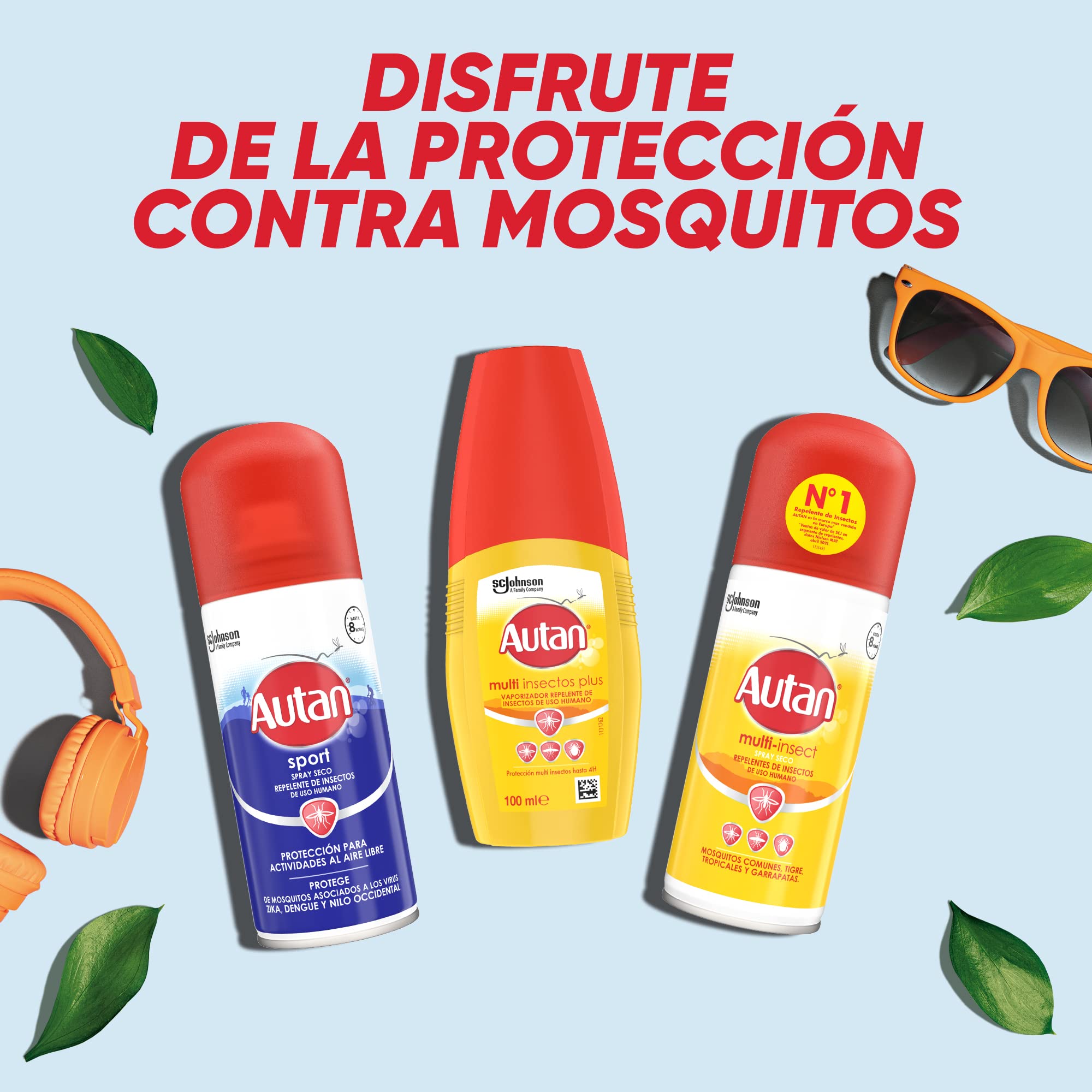 Autan® Pack Sport Dry Spray ayuda a proteger contra las picaduras de mosquitos comunes, tropicales y tigre, especial actividades deportivas, 3 Unidades