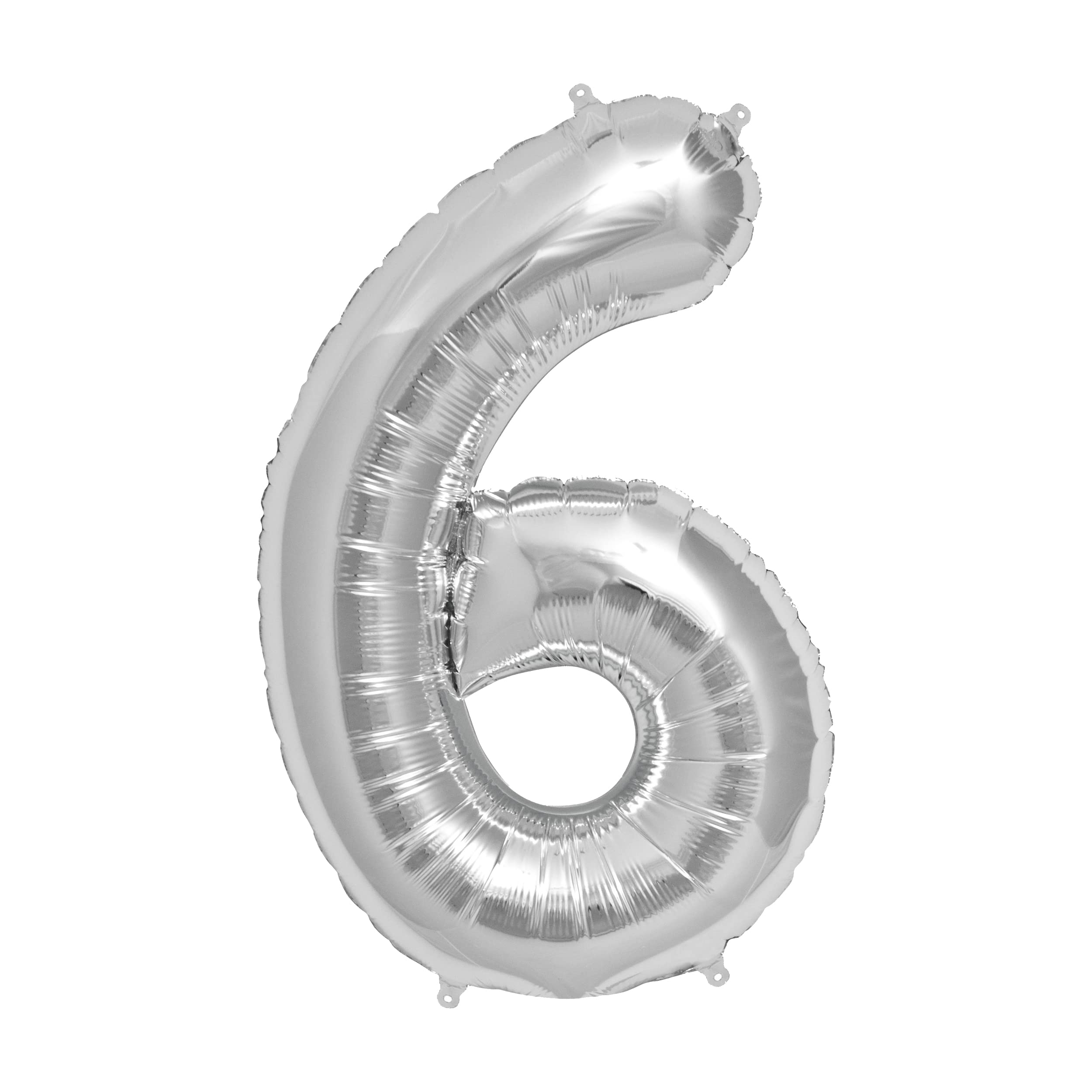 Eurowrap Ballunar Number 6 Silv Foil Balloon 48 25"/65Cm