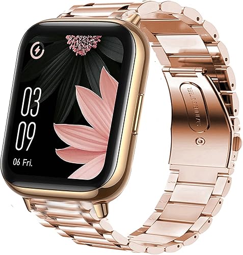 Compatible con AGPTEK Smartwatch Band, correas de repuesto de metal de acero inoxidable para AGPTEK de 1.69 pulgadas (1.693 in) SmartwatchMuGo