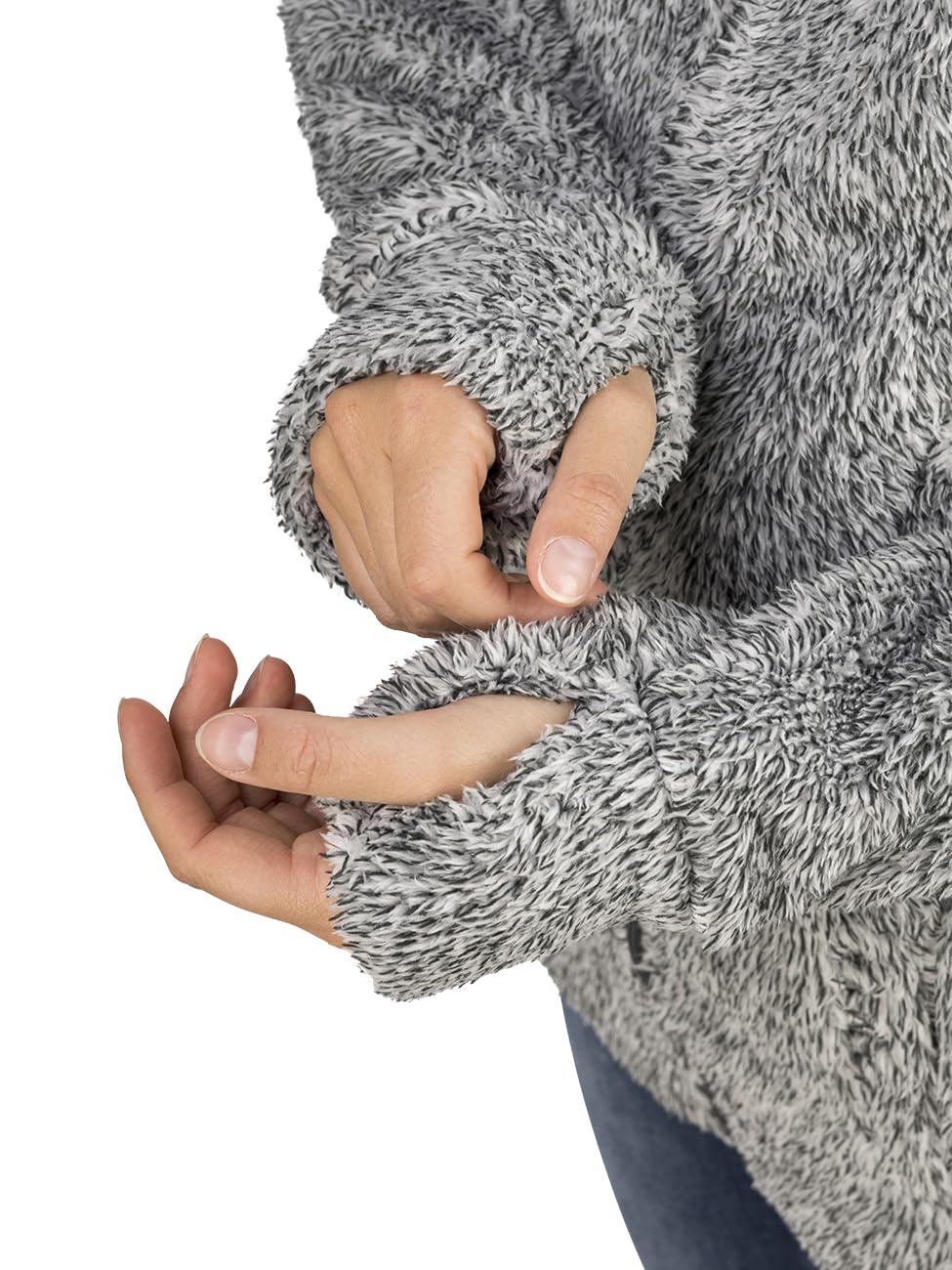 DENIMFY DFMila Veste polaire pour femme - Veste d'hiver à fermeture éclair - Veste de mi-saison - Veste d'extérieur en polaire - Col montant - Gris noir anthracite - Tailles S, M, L, XL, XXL