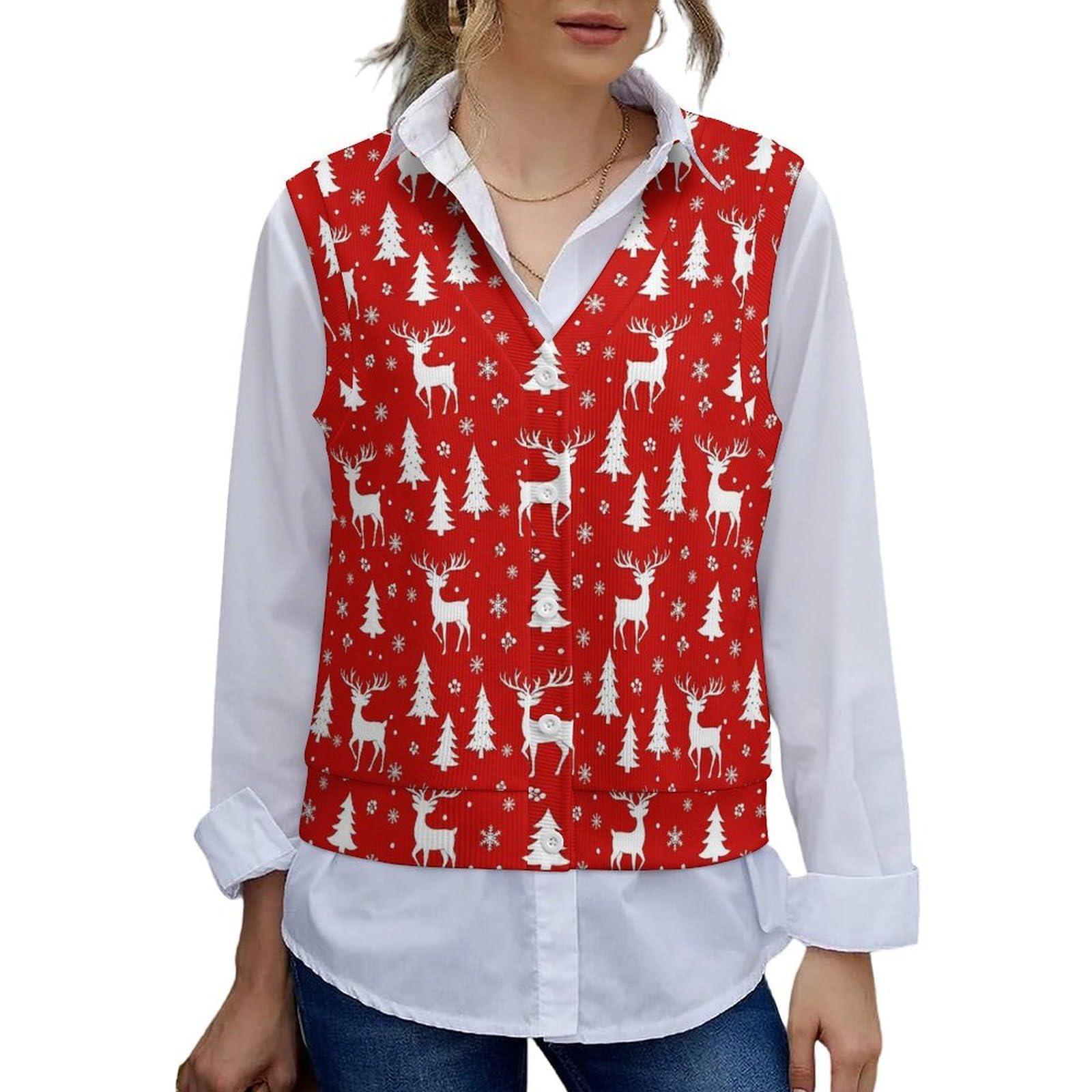 SWEET TANG Womens V Neck Sweater Vest Button Down Sleeveless Knitted Pullover Tank Tops