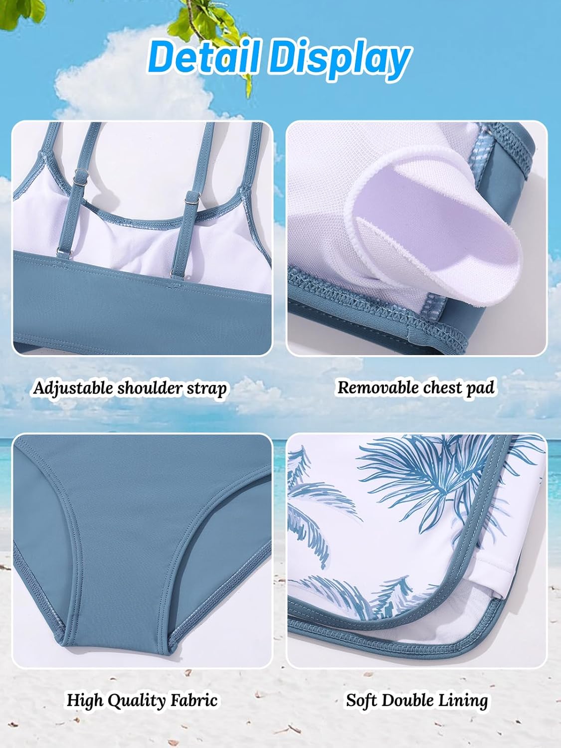 Girl's 3 Piece Bikini Set Cross Strap Swimsuits for Girls Bathing Suit with Shorts Teen Swimwear Swimming Suit - Image 6