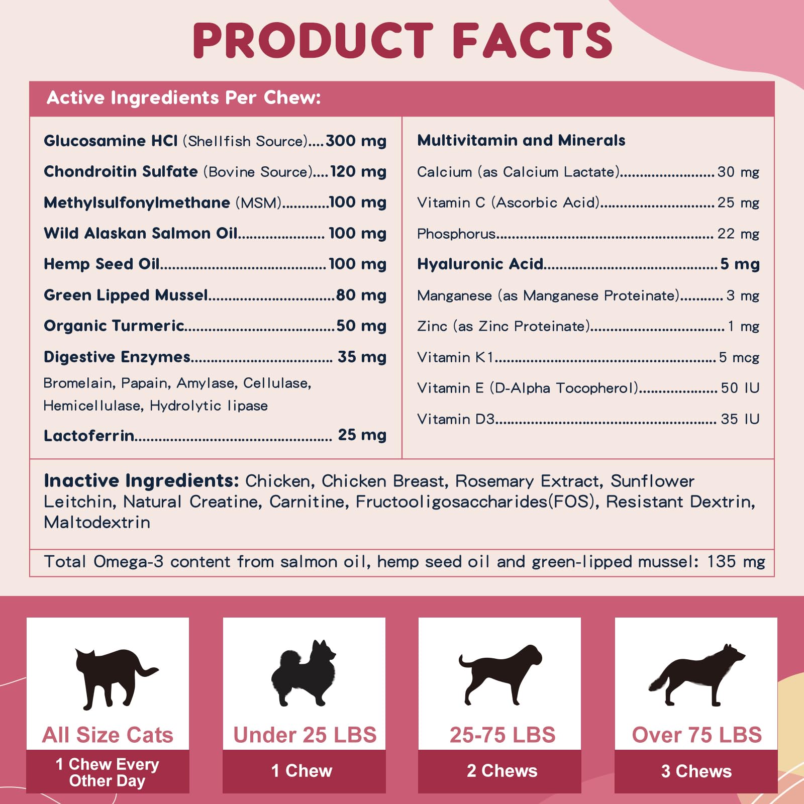 Glucosamine for Dogs - Joint Supplement for Dogs with Chondroitin, MSM, Omega 3, Hemp, Turmeric for Dog Joint Pain Relief, Dog Joint Supplement with Calcium Support Cartilage & Bone Health, 180 Chews - image 6