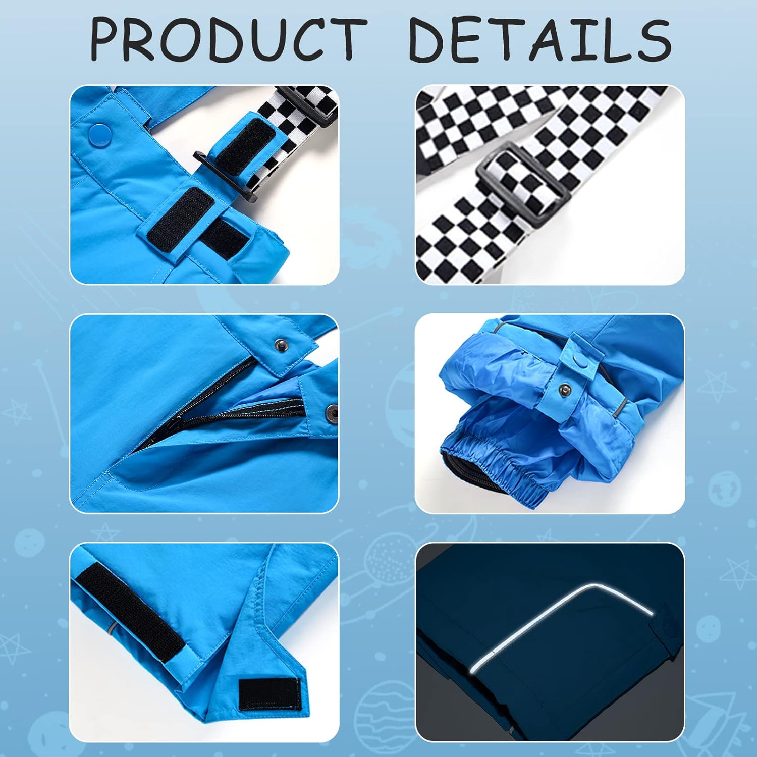 WOWULOVELY Kid's Snow Bib Pants Winter Waterproof Windproof Ski Pants Insulated Snowboard Overalls for Boys Girls - Image 3