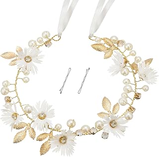 QIUTIMIY Flower Girl Hair Accessory,Princess Headpiece for Bridal Wedding,first communion pearl headpiece for girls Women,Style9
