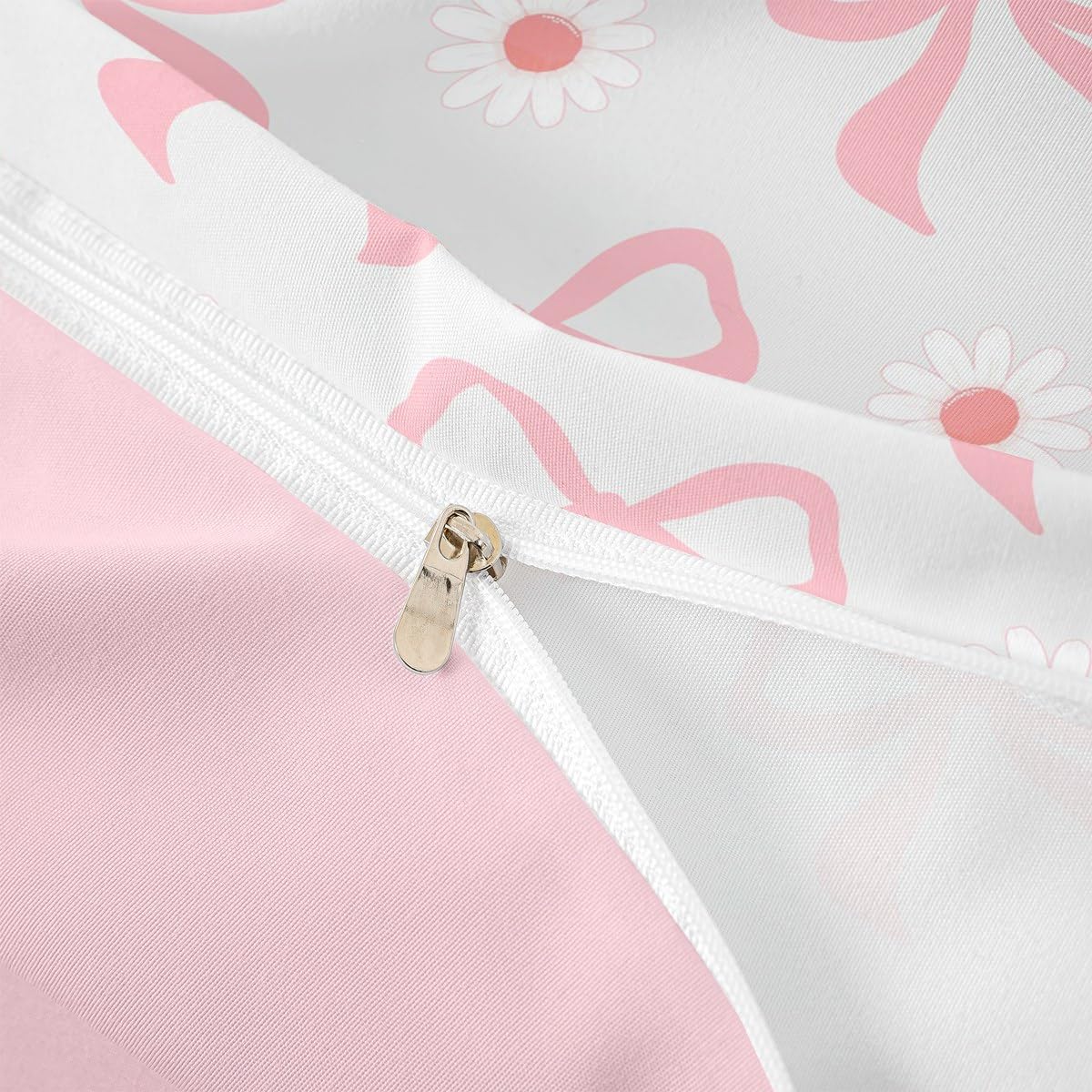 Homewish Kawaii poszewka na kołdrę z kokardą podwójna dla dzieci chłopców dziewcząt, uroczy zestaw pościeli z kokardą, kreskówkowa stokrotka poszewka na kołdrę, zestaw pościeli w stylu księżniczki z 2