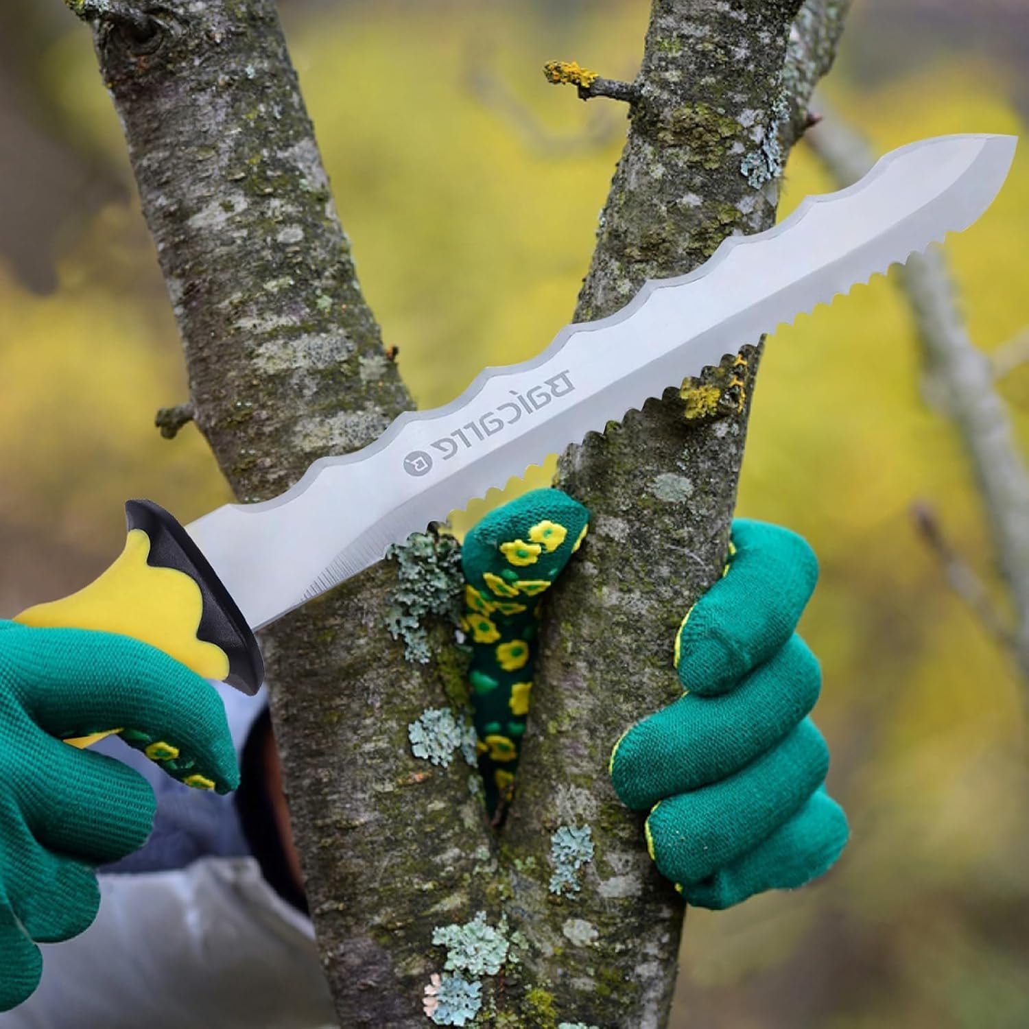 Stainless Steel Insulation Garden Knife with Yellow Handle,7.8" Double Side Utility Sod Cutter for Cutting Mineral Wool Insulation Garden Knife for Lawn Repair
