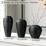 Ferme en céramique rustique noir grand vase,6.8 Inch Vase de vie Vase Tall Pottery Clay Terracotta Vase rustique pour décoration maison Salon Entrée Table de centre pièces,Cuisine, Cadeaux de chauffage ménager