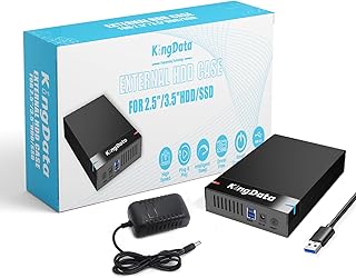 Hard Drive Box, USB 3.0 to SATA HDD Caddy for 3.5" SSD HDD with DC Power Adapter, Docking Station, Toolless SSD HDD Box with LED Light for Windows, Linux, Mac OS, PS4, Xbox