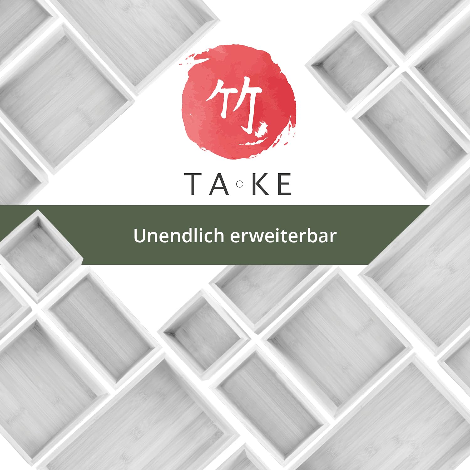 TAKE® 6-częściowy organizer do szuflad, wykonany w 100% z naturalnego bambusa (biały) – organizer do szuflad, pudełka w różnych rozmiarach, do kuchni, łazienki i biura, organizer do szuflad, toaletki