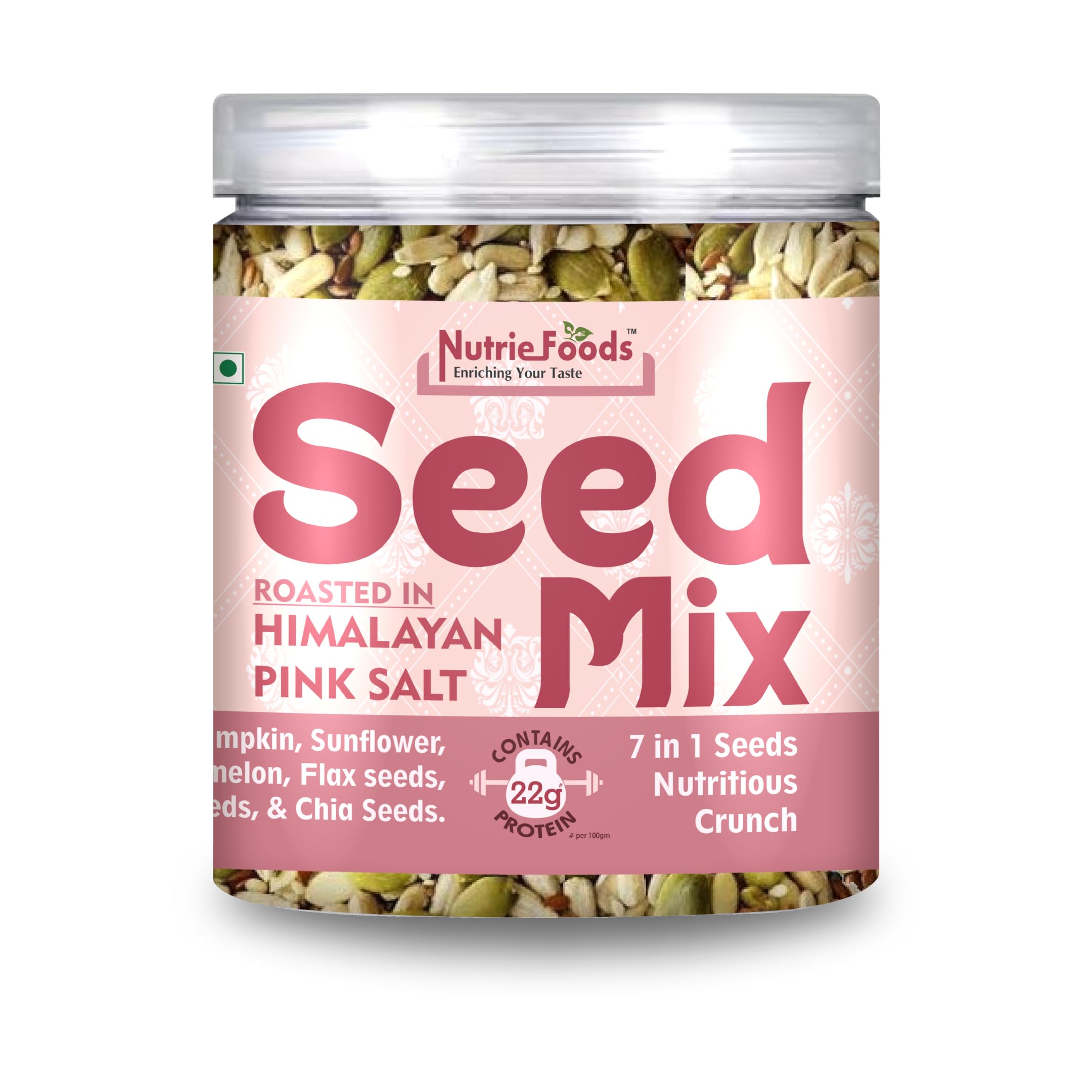 "NUTRIEFOODS" Enriching Your Taste 7 in 1 Crunchy Seed Mix | Roasted in Himalayan Pink Salt | Sunflower, Chia, Flax, Pumpkin, Watermelon, Black & white Sesame Seeds (300gm) (B0BTC6JXQQ) Amazon Price History, Amazon Price Tracker