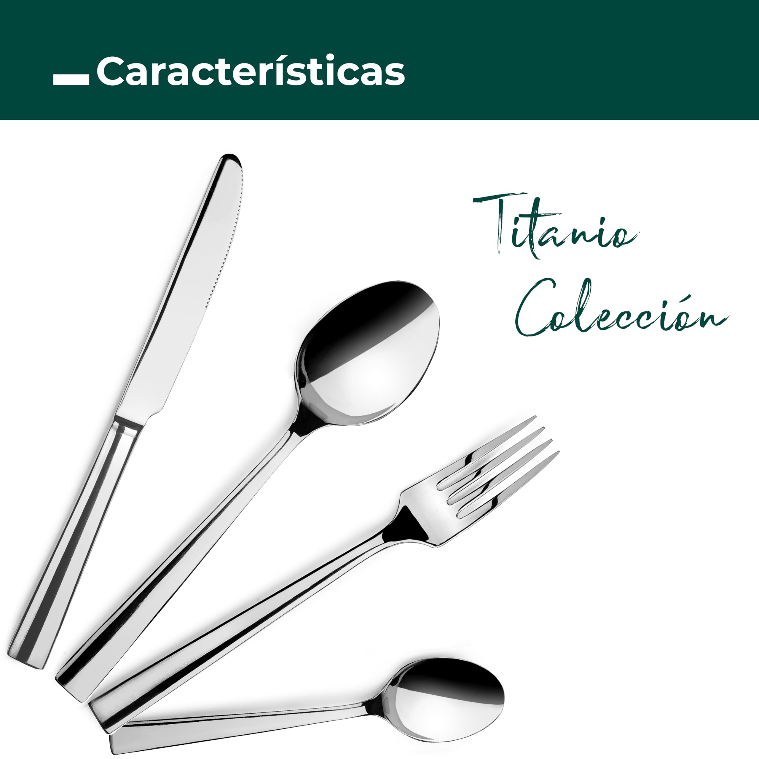 JAY - 16091524 - Juego de Cubiertos para 6 Personas, Pack 24, Acero Inoxidable 18/10, Serie Titanio, Grosor 3 mm, Cuchara, Tenedor, Cuchillo y Cucharilla Aptos para Lavavajillas, Plateado