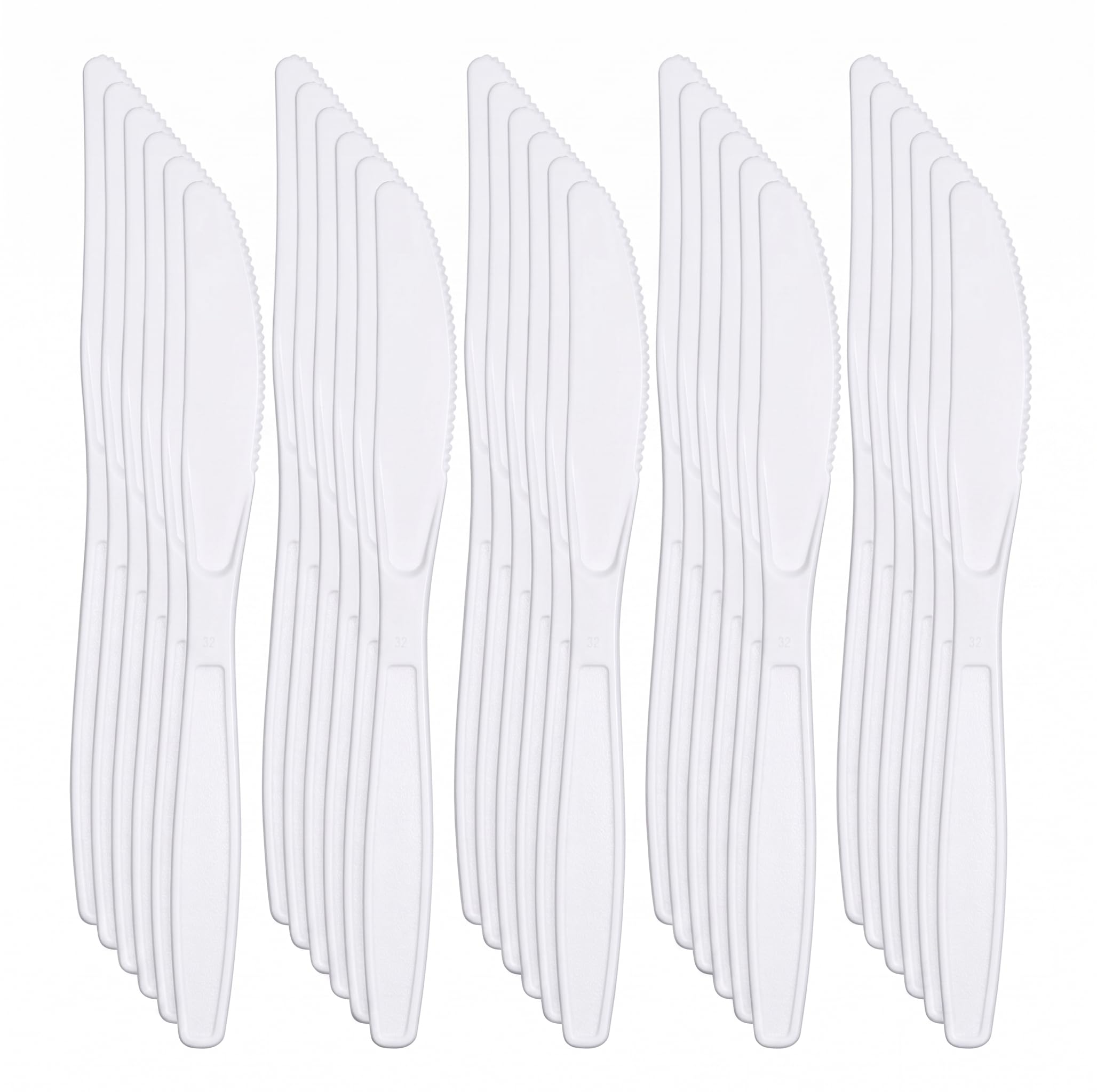 Tezraftaar® 200 x Tithe Reusable White Knives Plastic Cutlery Perfect for Party Tableware Picnic Weddings Camping Birthday Parties