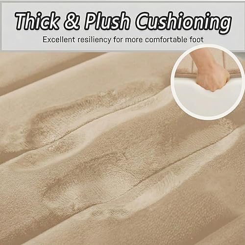 Miniatura 4 de Juego de 2 alfombrillas de baño para inodoro en forma de U, supersuaves, absorbentes, de secado rápido, alfombras de baño de espuma viscoelástica