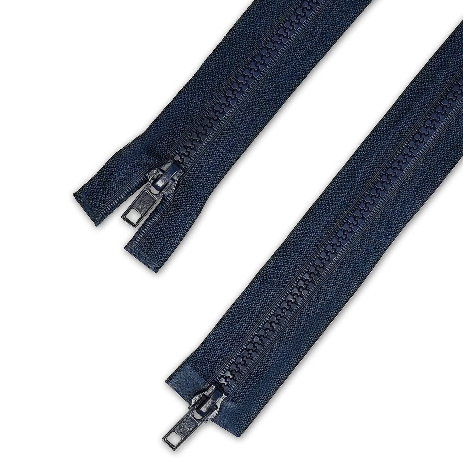 2-Way Zip Separable Navy/Dark Blue - with Opening on Both Sides - Wide Plastic Teeth - Practical - 3.3 cm Wide - 75 cm Long