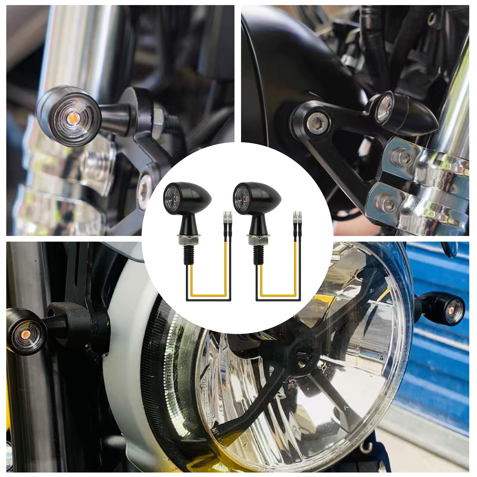 2 Piezas,Intermitentes LED para Moto,Universales 12V, Mini Indicadores de Dirección de Zinc Fundido, Diseño Retro, Impermeables, Apto para la Mayoría de las Motocicletas