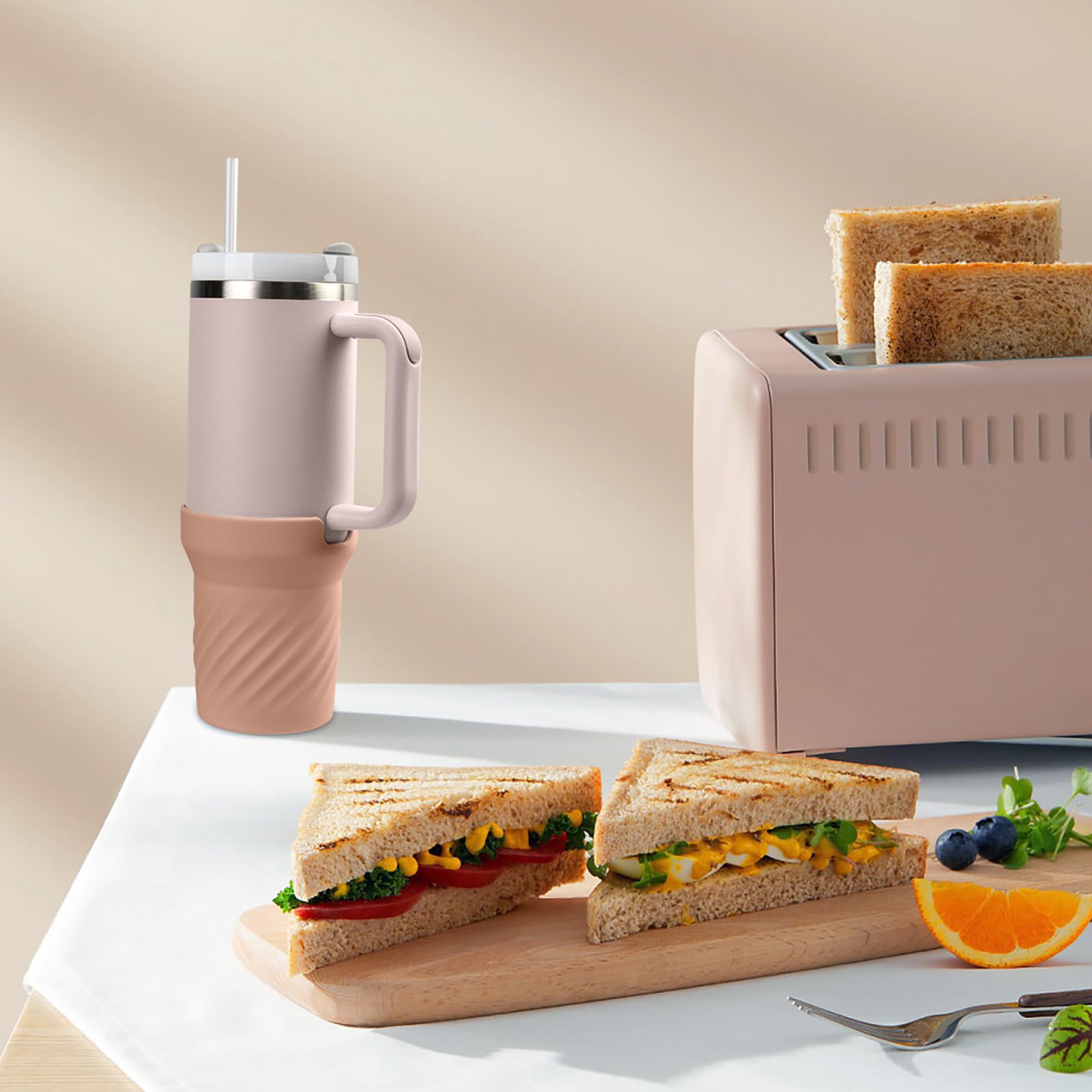Confezione da 2 custodie per borracce compatibili con Stanley Quencher H2.0 da 20 oz/30 oz/40 oz, IceFlow Flip da 20 oz/30 oz, protezione in silicone per il fondo della borraccia (Rosa chiaro