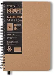 Caderneta Wire O Kraft, Cicero, 2605, Bege, Médio (14X21)