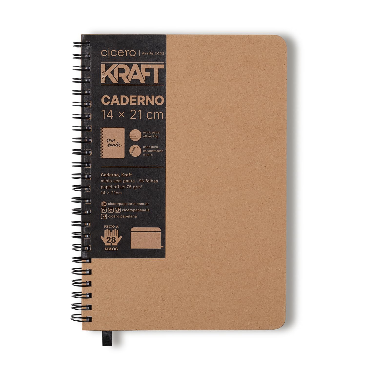 Caderneta Wire O Kraft, Cicero, 2605, Bege, Médio (14X21) | Amazon