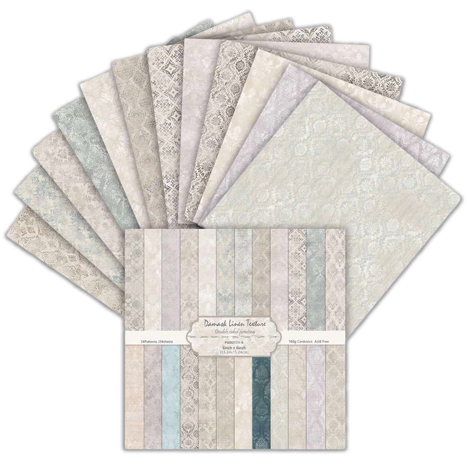 Scrapbook Paper 6"×6" 160gsm Double-Sided Patterned Decorative Papers for Scrapbooking, Junk Journaling, and Card Making, Ideal Scrapbook Supplies and Paper Craft Supplies 24 Sheets (Style 12)