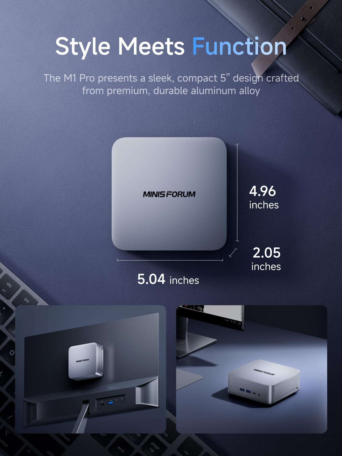 MINISFORUM M1 Pro-285H AI Mini PC Barebone with Intel Core Ultra 9 Processor 285H(16C/16T,Up to 5.4GHz),DDR5-5600GHz RAM,M.2 PCIe4.0 SSD,USB4/RAID/OCuLink/Wi-Fi 7/BT 5.4,4K Quad Display(NO RAM/SSD/OS) — view 7