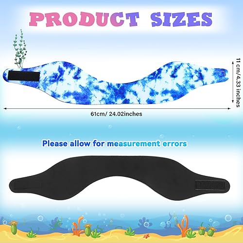 Miniatura 4 de Honoson 6 diademas de natación para niños y adultos, impermeables, anchas, bandas de natación ajustables para protección de oídos