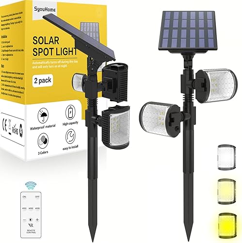 Miniatura 1 de SyouHome Luces solares de jardín, luz solar para caminos al aire libre, impermeable, para paisaje, patio, camino, 3 modos, luces solares con control