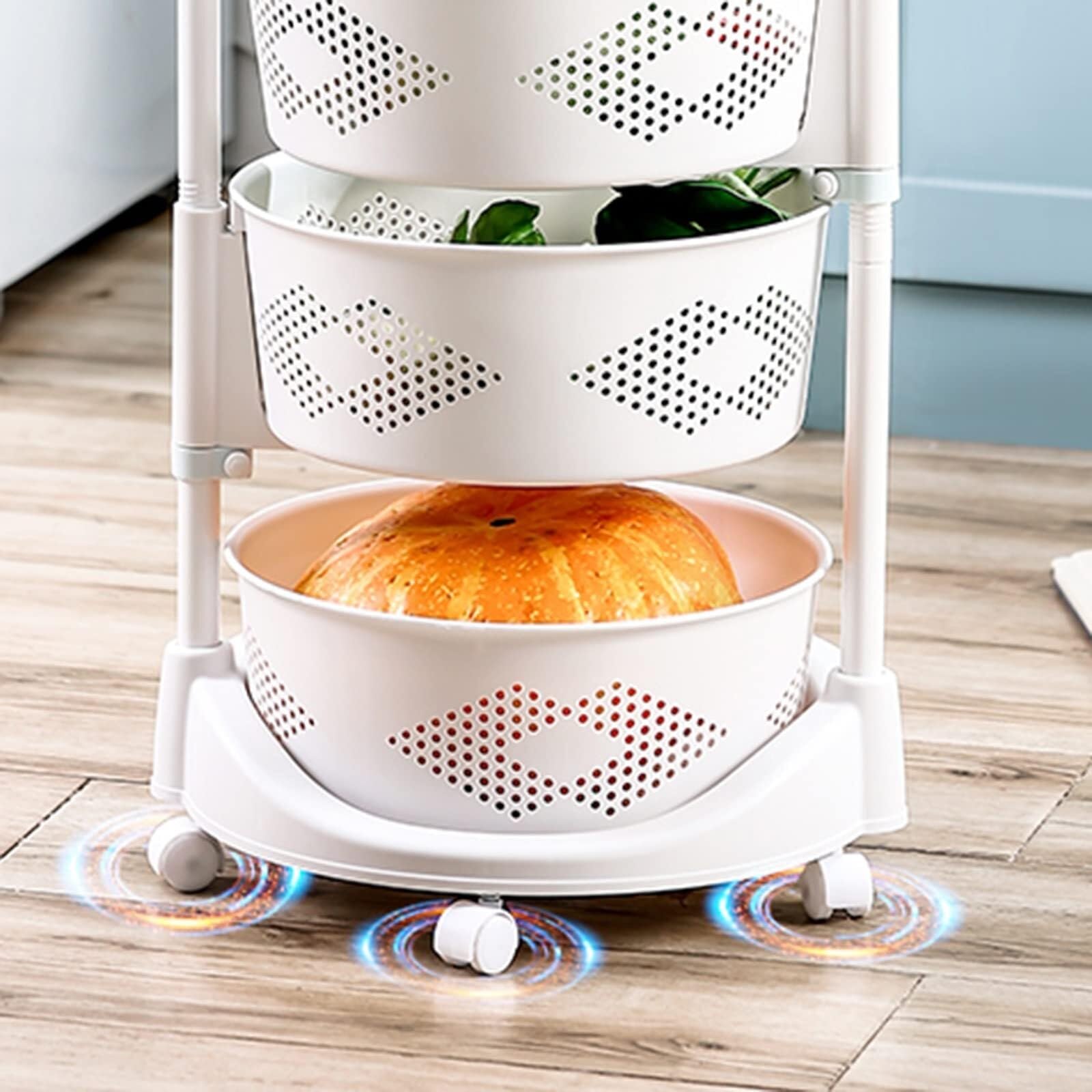 Serving Trolley Carrello Cucina Carrello Rotante Rotondo Con Ruote In Plastica Portaoggetti Da Cucina Per Frutta E Verdura Dipensa o Bar(5 Tier)