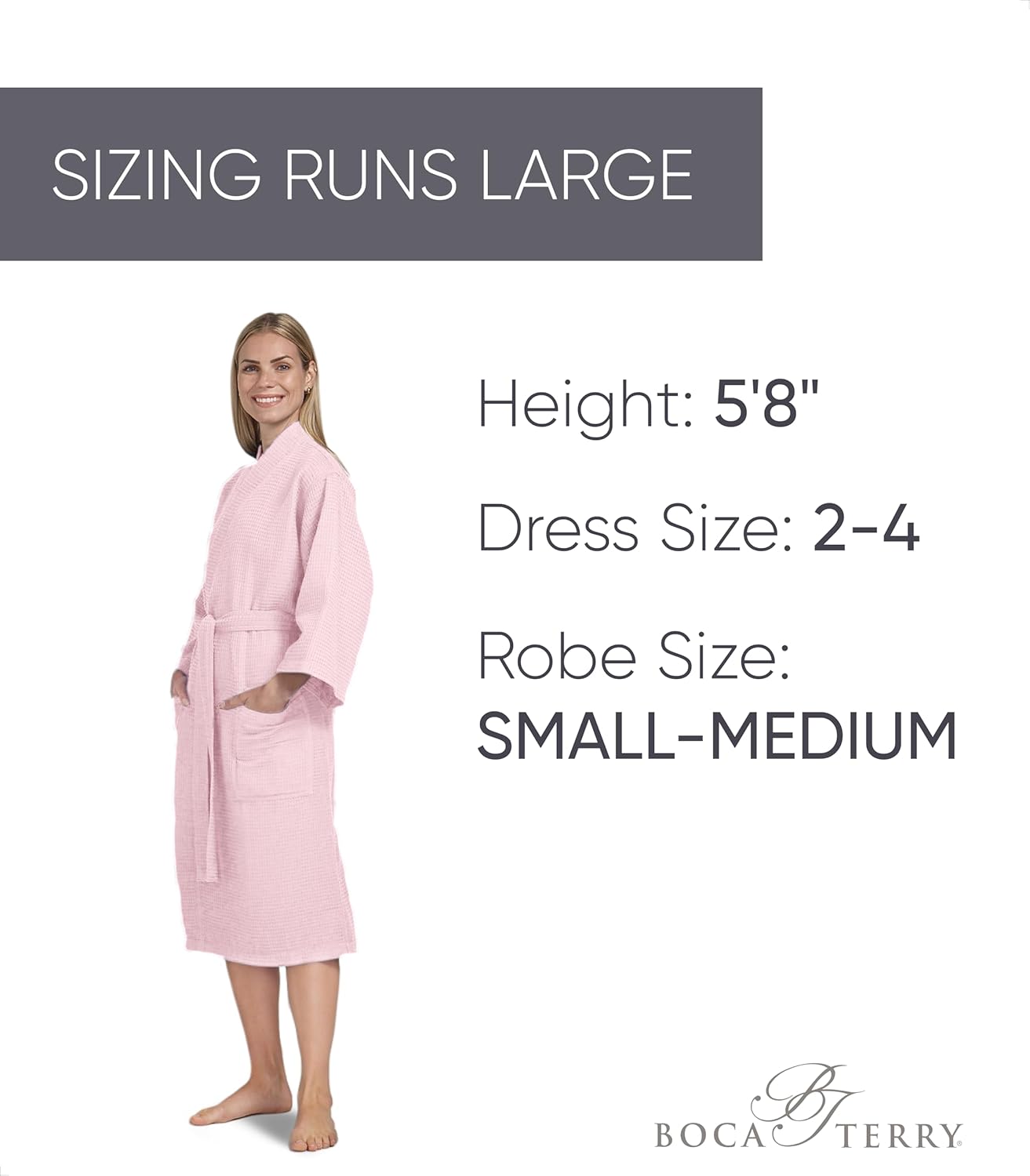 Waffle Robe for Women by BOCA TERRY, Soft Cotton Spa Robes for Summer, Lightweight Knit Waffle Bathrobe, Kimono Bathrobes - Image 5