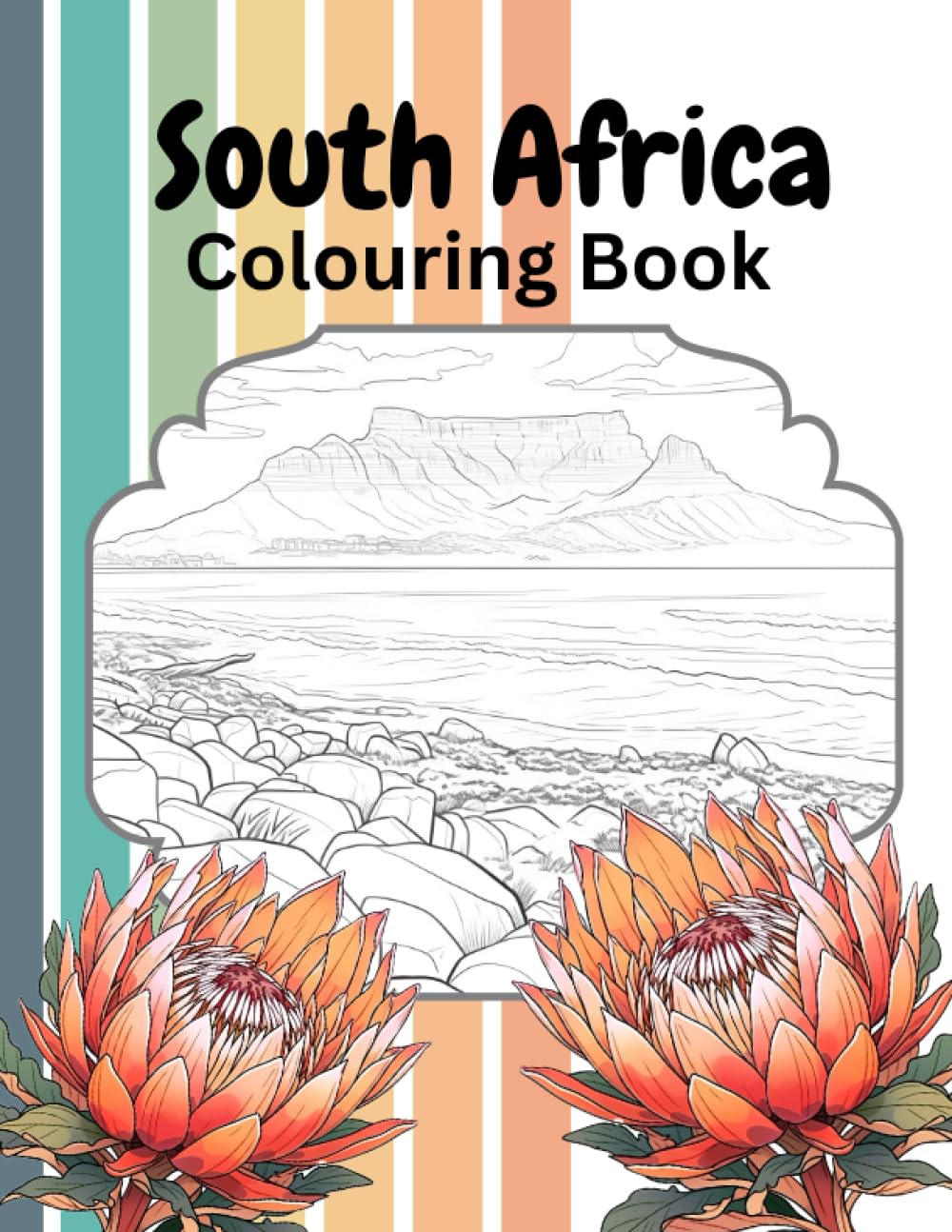 South Africa Colouring Book: Beautiful landscapes and animals