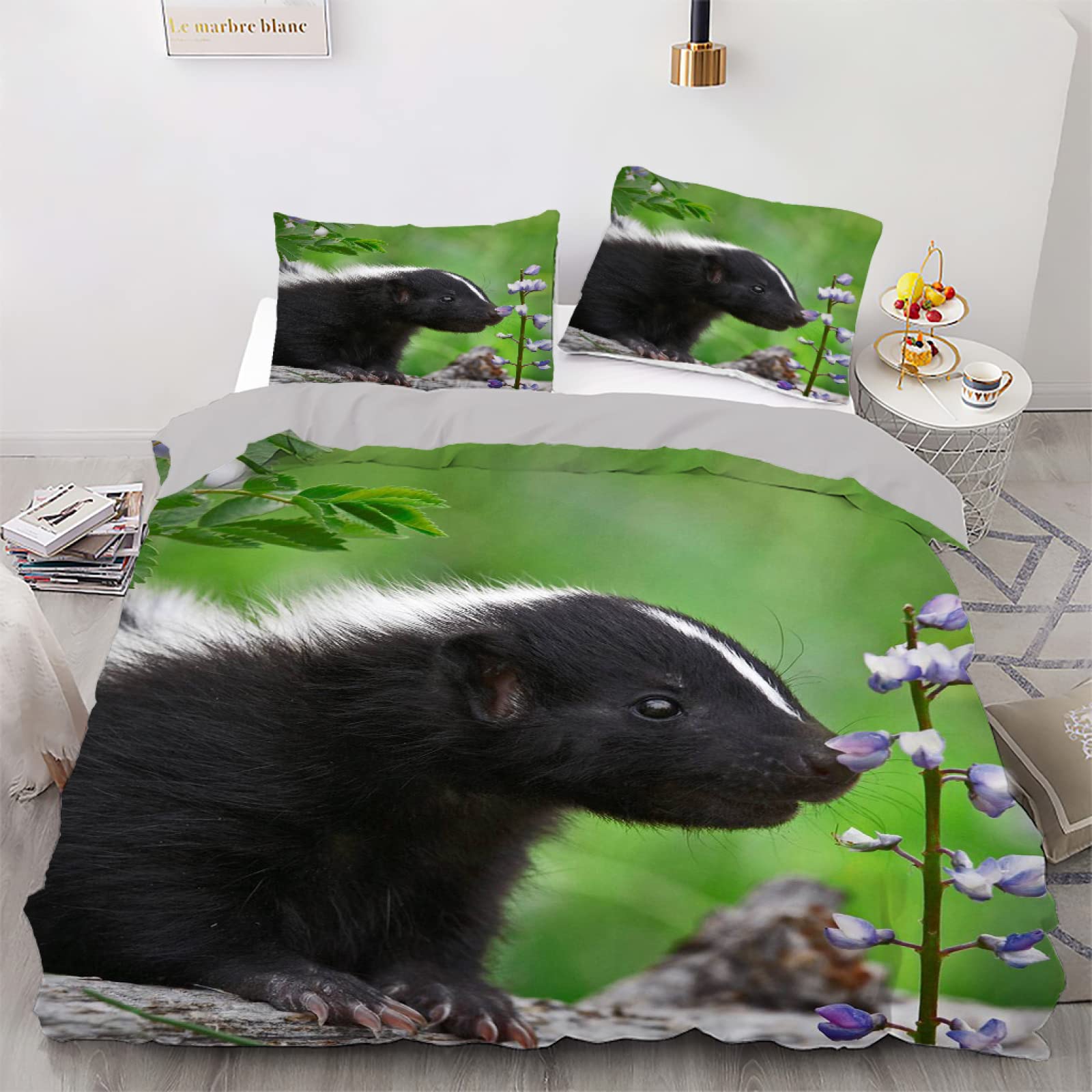 Linge de lit simple comprenant housse de couette verte et taie d'oreiller 50x75