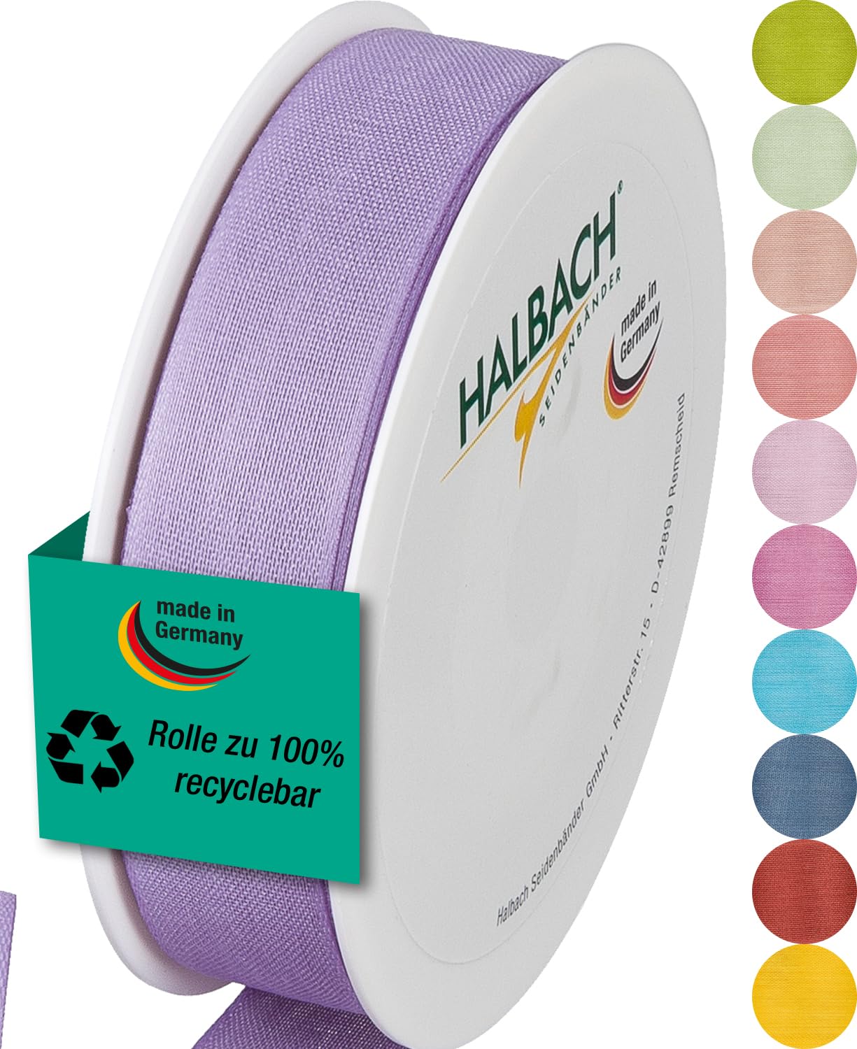 Halbach Seidenbänder Gift Ribbon, Wide 25 mm Width, Length 25 m, Ribbon Made in Germany