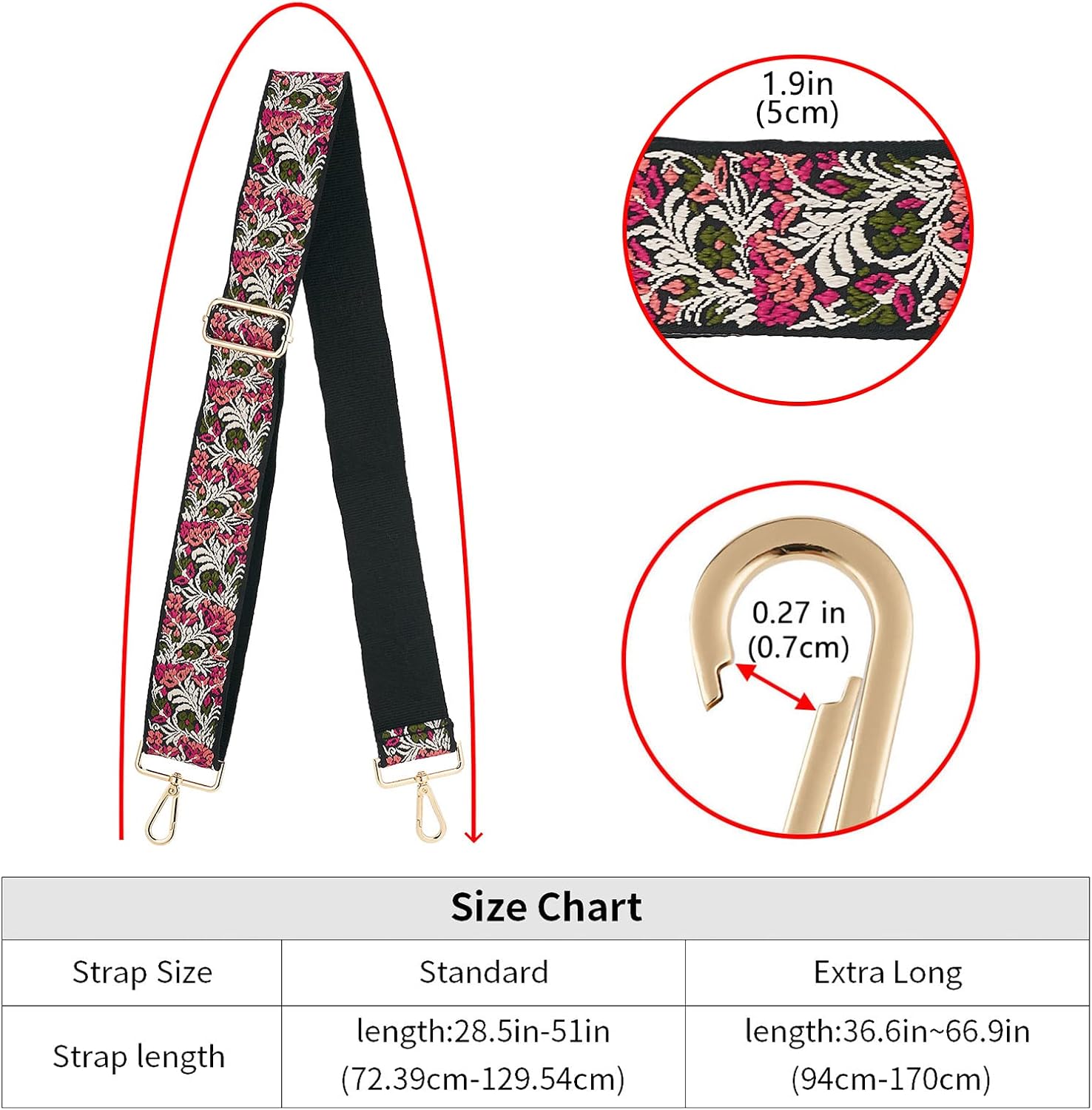 ZOOEASS Wide Shoulder Strap Adjustable Replacement Belt Crossbody Canvas Bag Handbag - Image 4