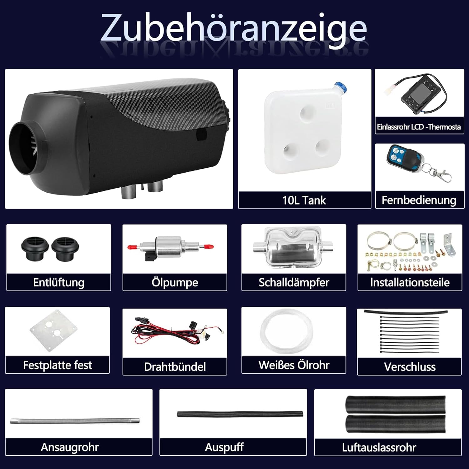 5KW-8KW Standhezung Diesel Luft Dieselheizung Energieeffizient, 12V Diesel Lufterhitzer, Leise mit Fernschalldämpfer und LCD Anzeige, Standheizung für Auto RV Boote LKW Wohnmobil Bus