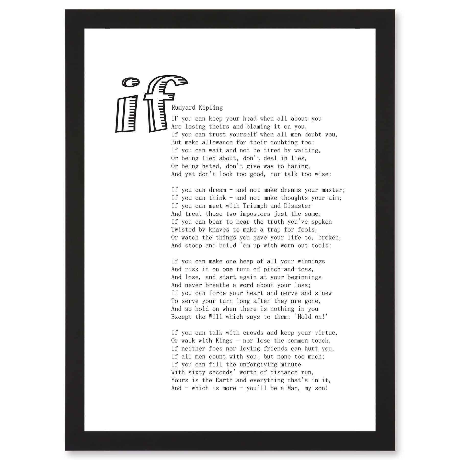 Artery8 Quote Rudyard Kipling If Poetry Poem Artwork Framed Wall Art Print A4