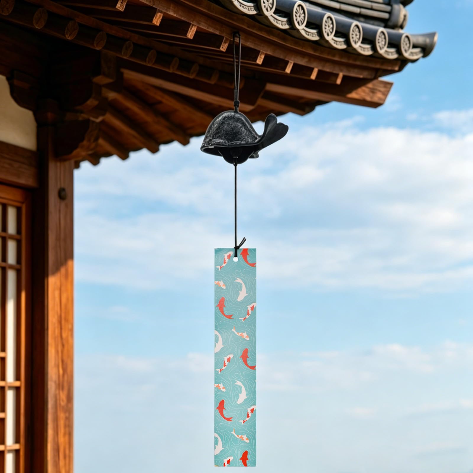 MrMrKura ウィンドチャイム 鋳鉄製 風鈴 金魚 クジラ 鉄風鈴 短冊付き 南部鉄器 レトロ 玄関 釣鐘 和風 インテリア 幸運 窓辺飾り 店舗用 プレゼント 夏の風物詩 (黒色 クジラ)