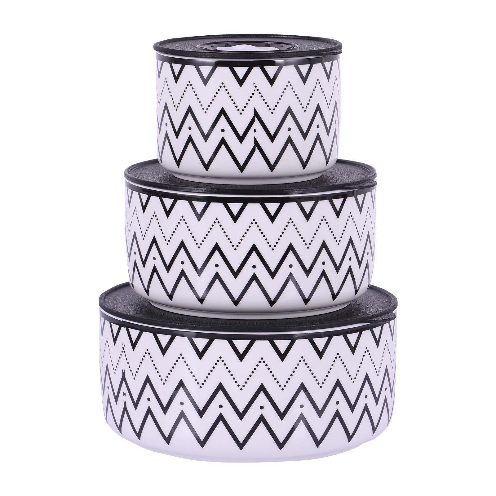 XYQXYQ 3-Piece Ceramic Bowl Set with Lids - Versatile Kitchen Storage Containers for Soup, Salad, Cereal & More - Microwave and Dishwasher Safe, Ideal for Daily Meals and Leftovers (C)