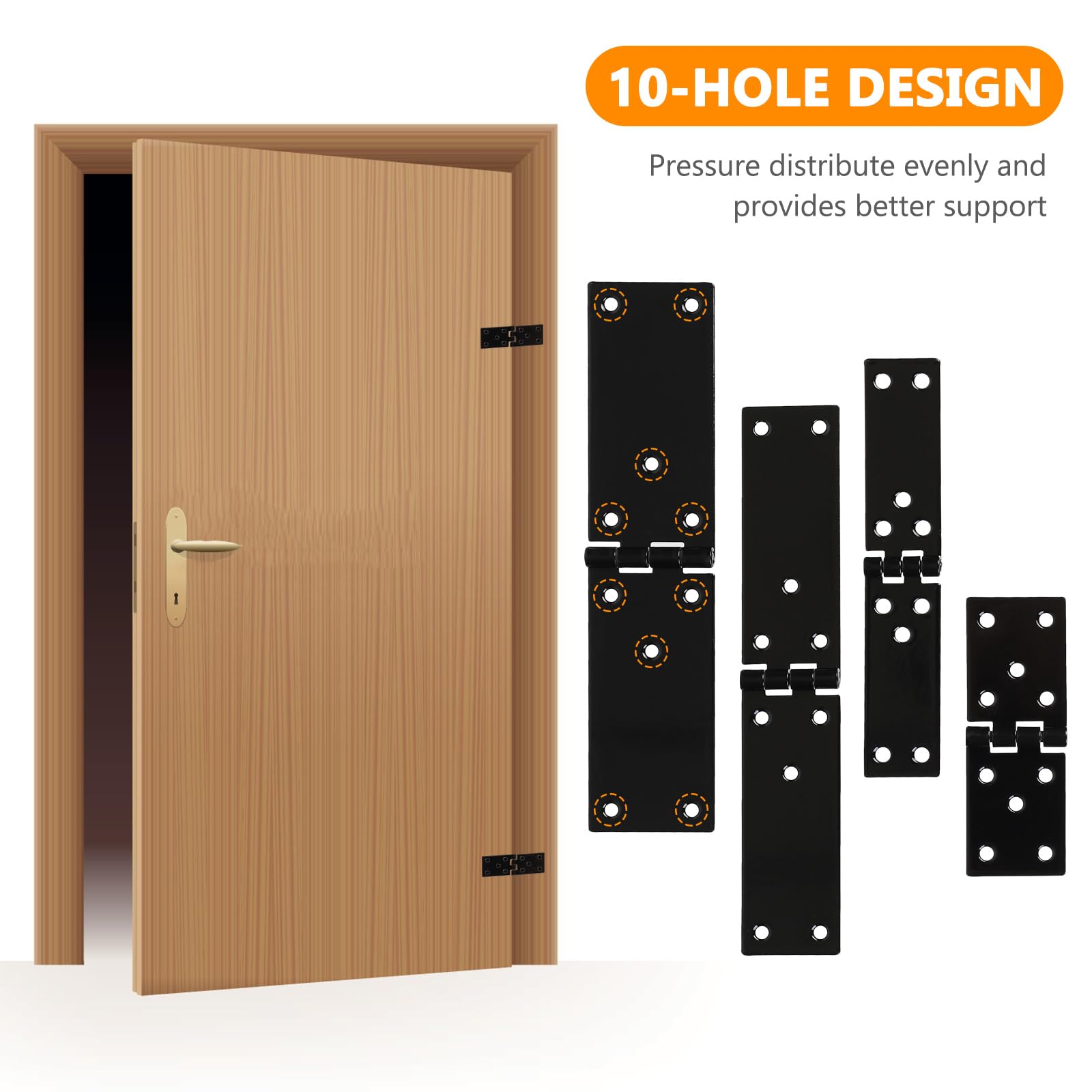 6 Pcs Black Heavy Duty Door Hinges Connectors, Box Folding Hinges for Garden Gate Wooden Door Furniture Tool Boxes(7.87x1.77Inch) - Image 4