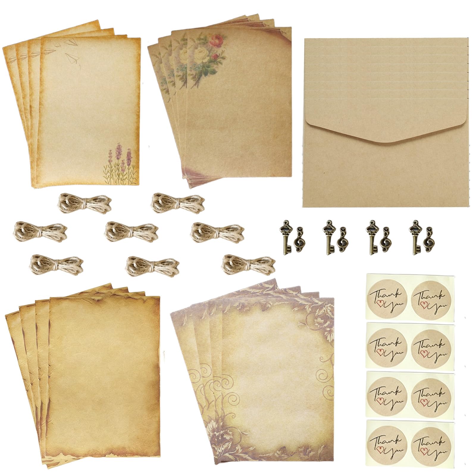 Vintage Set Carta da Lettere con Buste Antiche per Inviti Matrimonio Scrittura Retro Kit Cancelleria