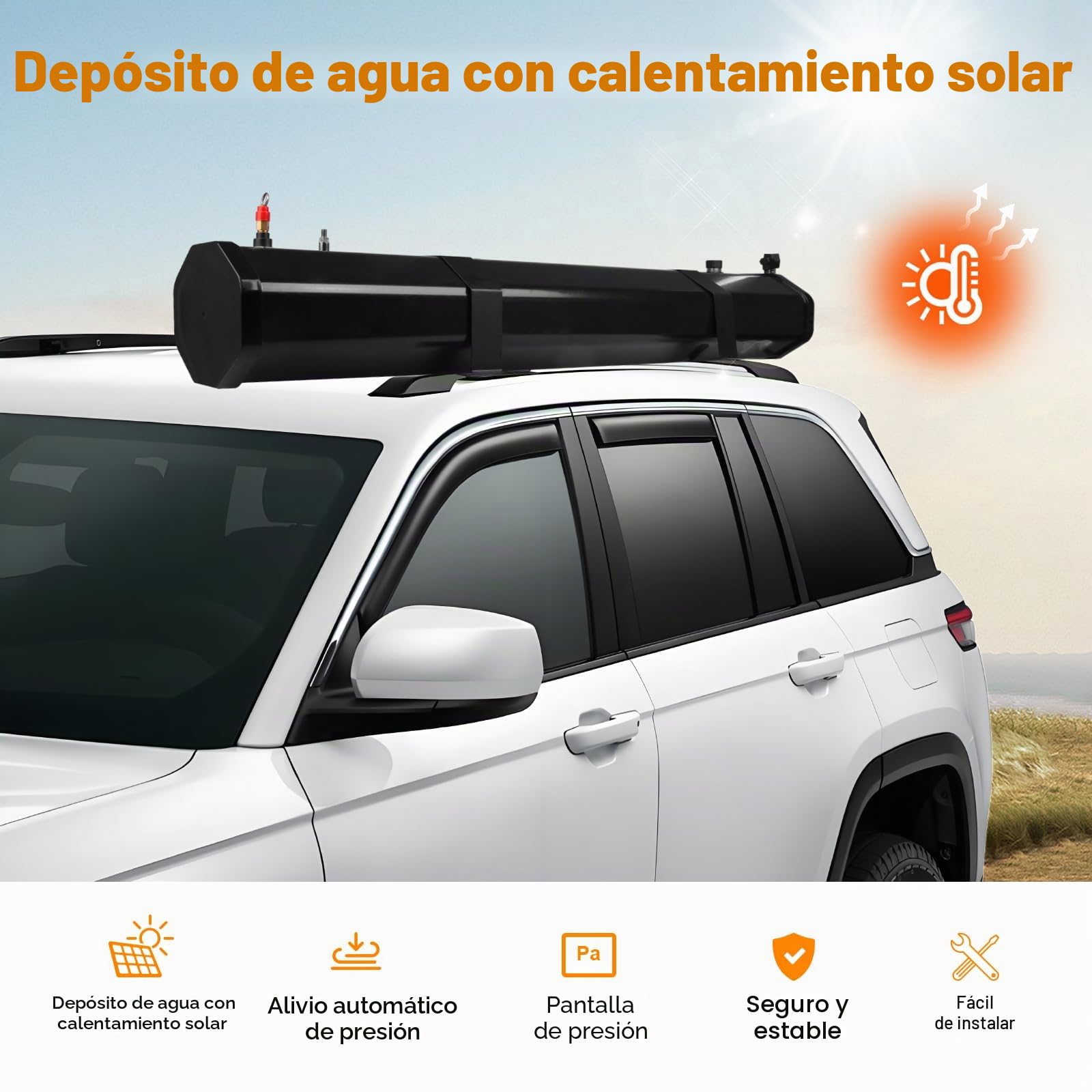 Ducha Portátill Camping - Ducha para Portaequipajes, Tanque De Agua Autosuperación Portátil para Vehículo 30L, Ducha Solar Exterior, con 1.5 Manguera y Alcachofa Para Crossovers, Camiones, SUV Etc