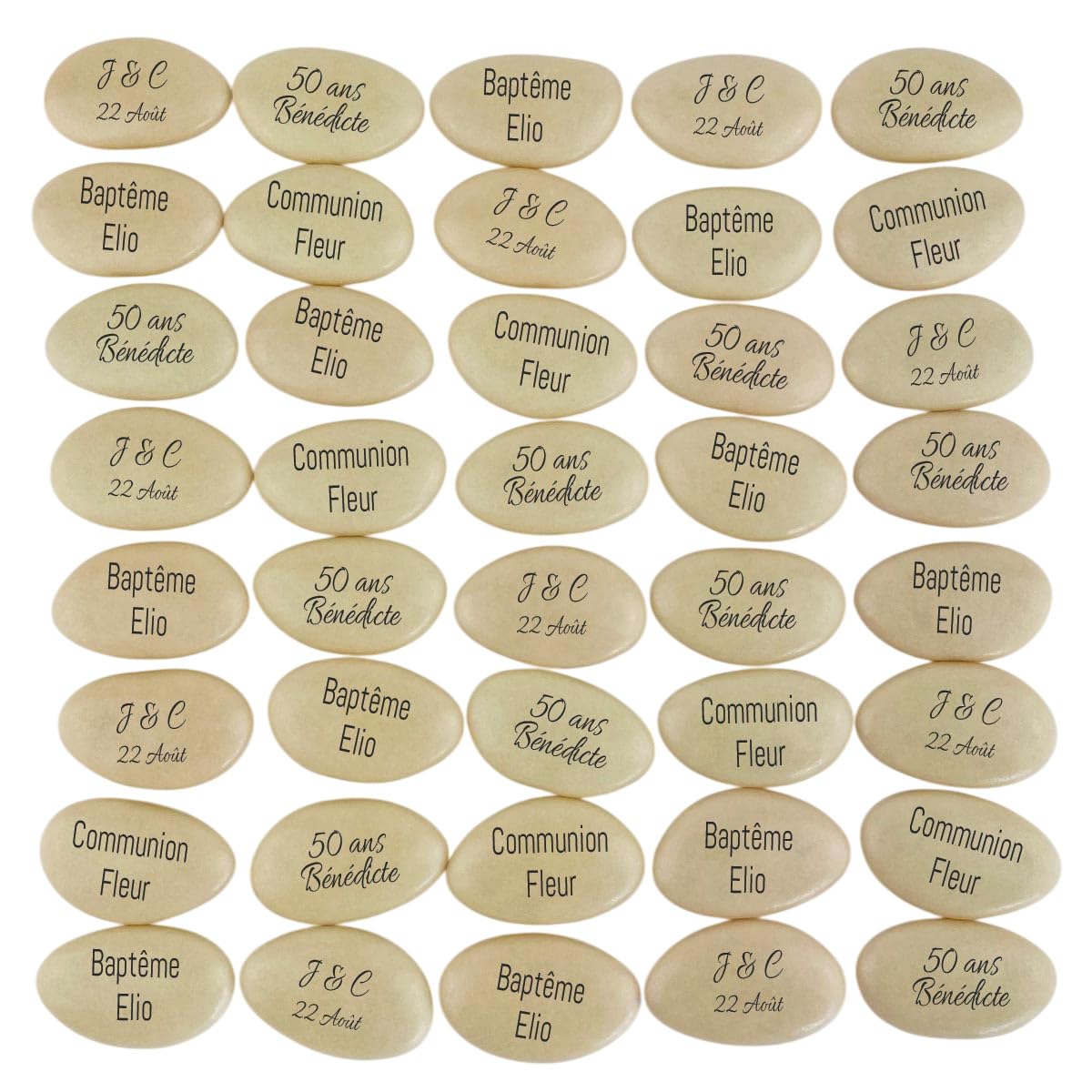 Dragées chocolat personnalisées avec votre texte 400g - Plus de 20 coloris au choix - pas cher - environ 150 dragées 71% de cacao - Fabrication artisanale en France (Beige) - 1