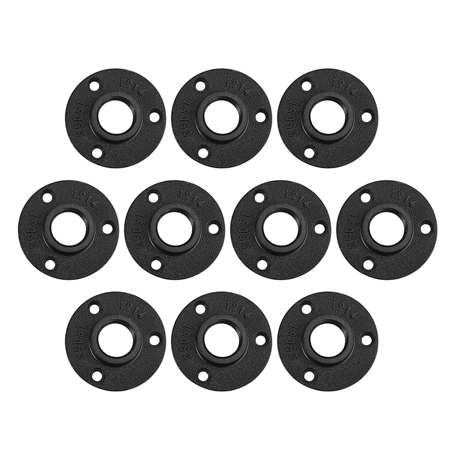Ozliyy Black 10Pcs Malleable Flange Aluminum Alloy Pipe Fittings Wall Floor 3/4" Bsp Rusty Industrial For Hanging Rack Shelves(Black)
