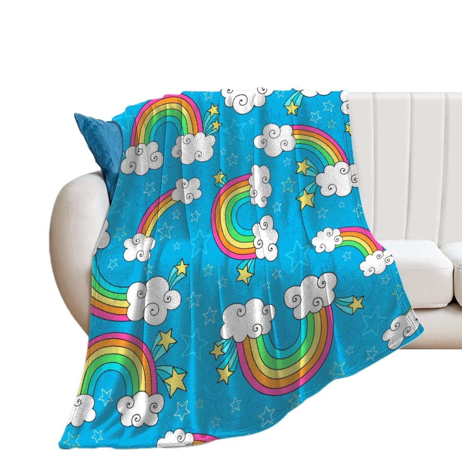 Couverture Polaire Arc-en-Ciel cadeau original flanelle douce jeté de lit enfant