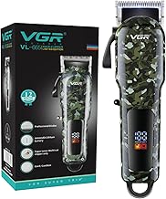 VGR VL-665 Limited Edition Professional Hair Clipper for Salon & Home Use | LED Display, 2000mAh Battery, 6 Guide Combs with Type-C USB Charging & 180 Min Runtime - (Black/Green)