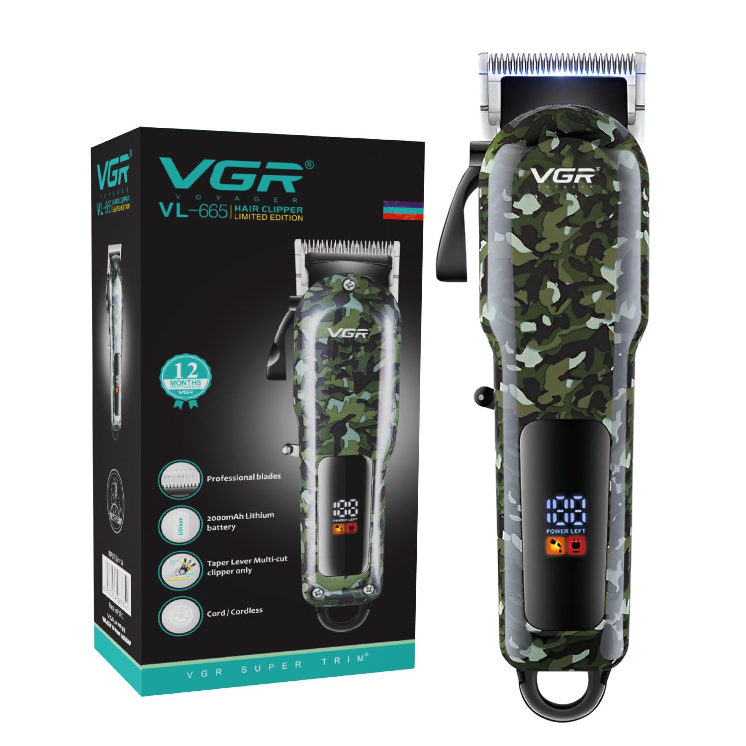 VGR V-665 Professional Beard Trimmer For Men With Quick Charge, 200 Mins Run-time, For Cord & Cordless Use