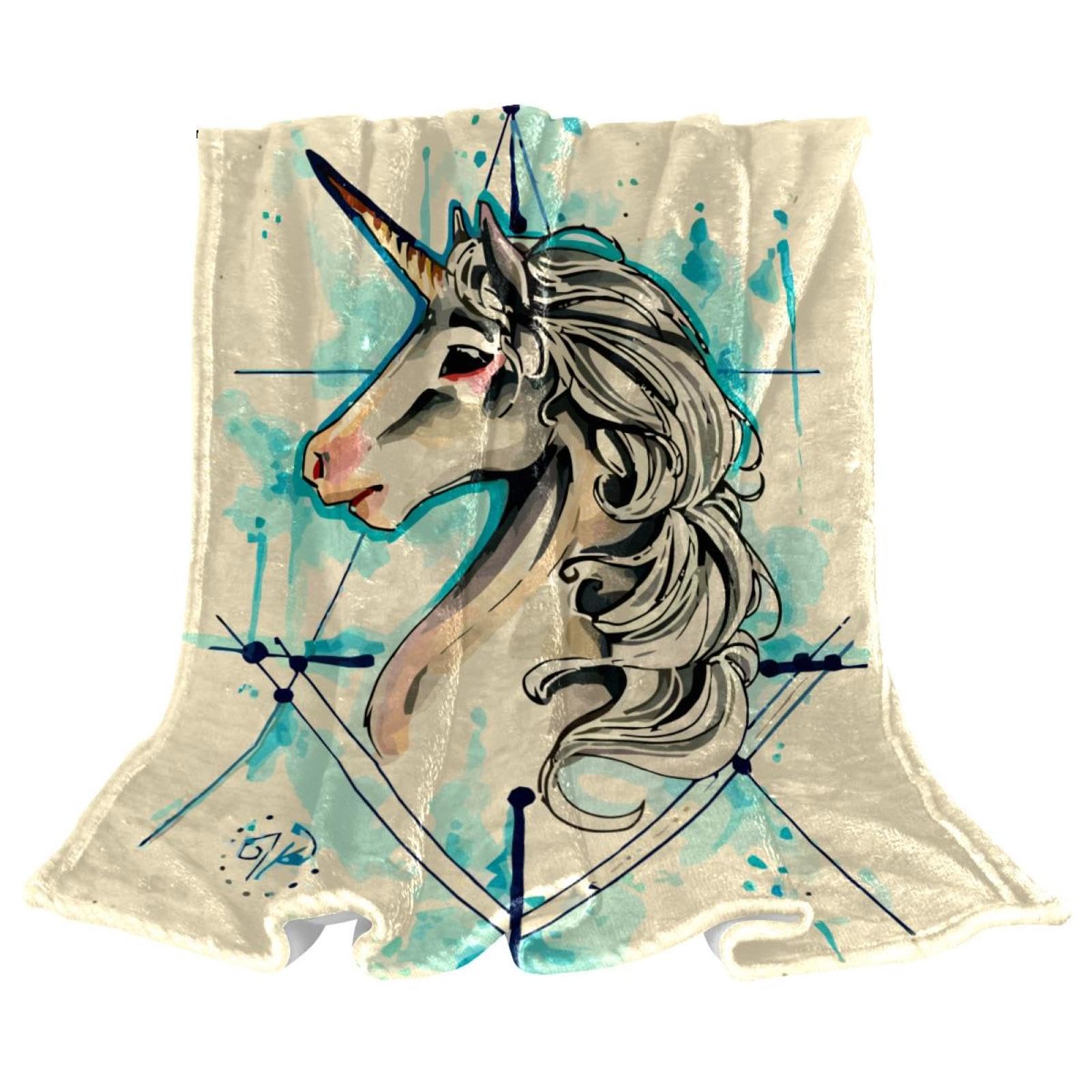 Couverture Polaire Licorne Beige | Le Cadeau Douillet Idéal pour Chambre d'Enfant et Salon