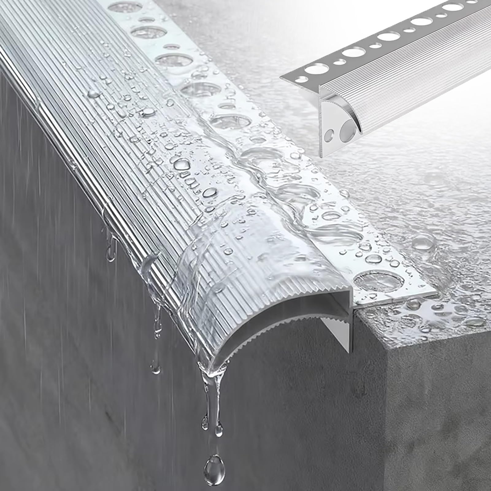Drip Lines Eaves, Aluminum Rain Diverter Drip Line Wall Guard Backflow Prevention Cuttable 1m-20m White(2.7m/8.9ft)