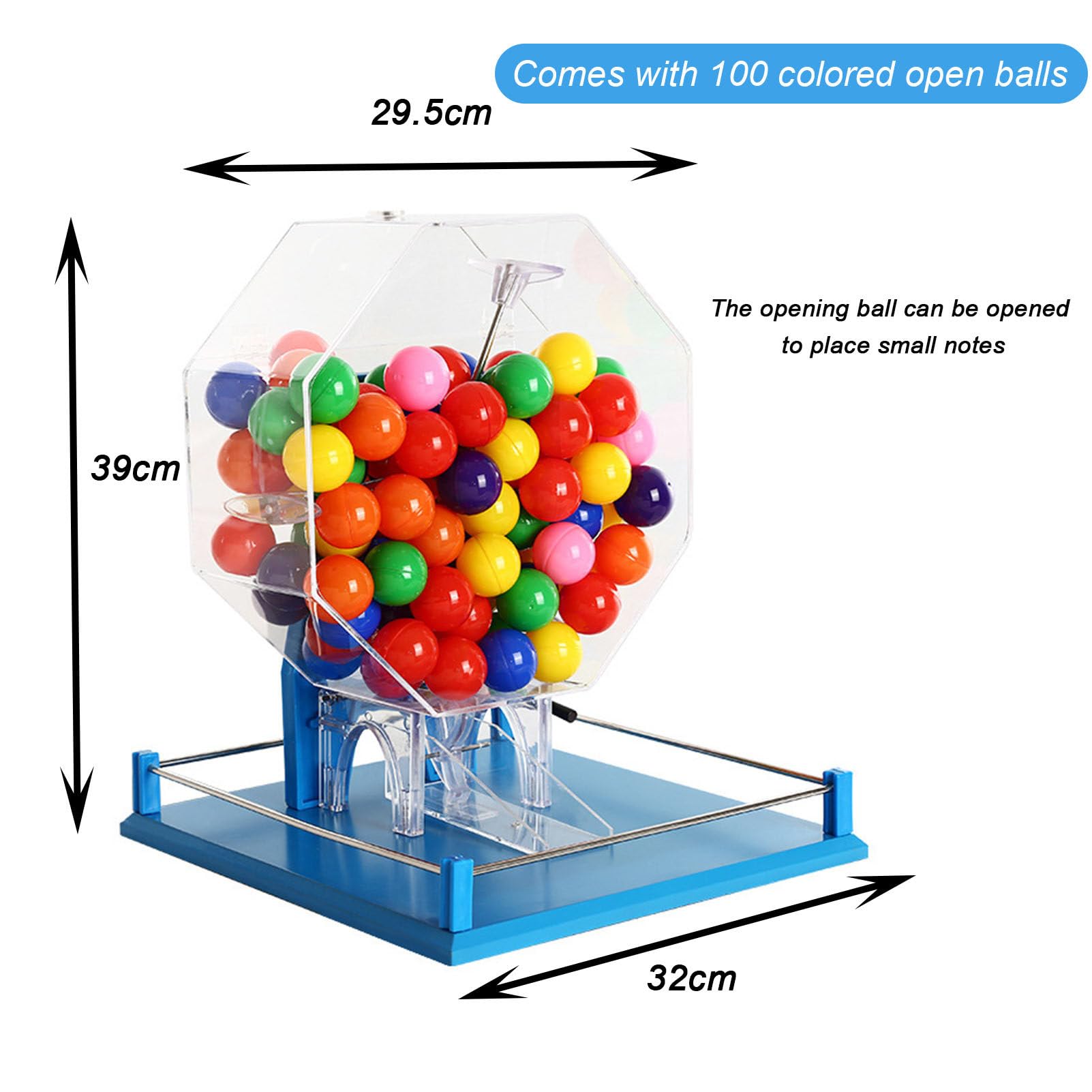 Lottery Machine, juego de bingo acrílico de lujo de 100 bolas, máquina de dibujo manual para diversión interactiva, ideal para grupos grandes y fiestas